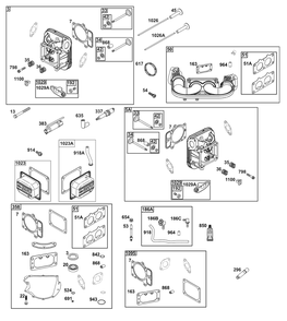 Cylinder Head Group Diagram and Parts List for 44S977-0046-G1 400000 - 699999 Briggs and Stratton Engine